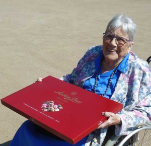 Ingrid (min mor) da hun fyldte 97 år. Blev fejret på Flynderupgaard. 2018