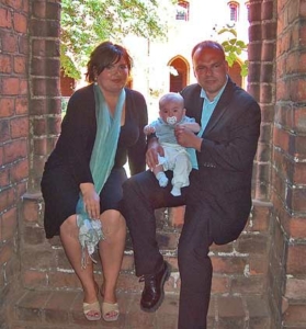 Christina og mex ved Isaks dåb i Sct. Matie Kirke Helsingør